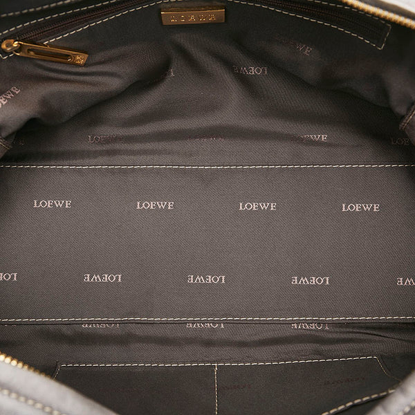 ロエベ アマソナ28 ハンドバッグ ミニボストンバッグ ブルーグレー レザー レディース LOEWE 【中古】