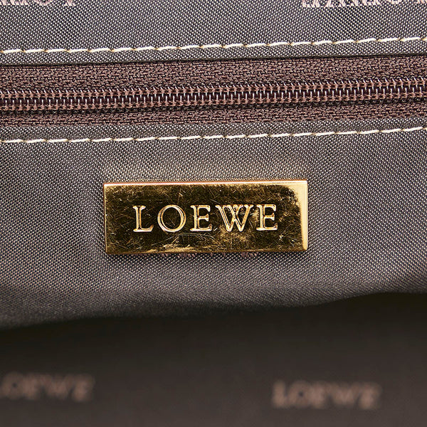 ロエベ アマソナ28 ハンドバッグ ミニボストンバッグ ブルーグレー レザー レディース LOEWE 【中古】