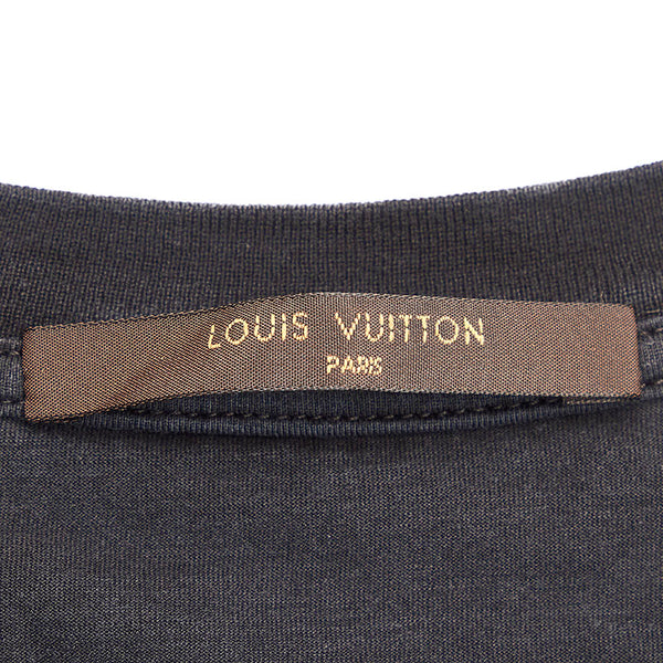 ルイ ヴィトン 長袖シャツ Tシャツ カットソー クルーネック 背面ロゴ ブラック コットン メンズ LOUIS VUITTON 【中古】