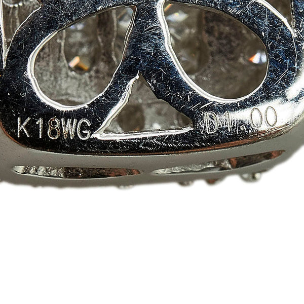 K18WG ホワイトゴールド ダイヤ1.00ct パヴェ スクエア ネックレス ペンダント レディース 【中古】