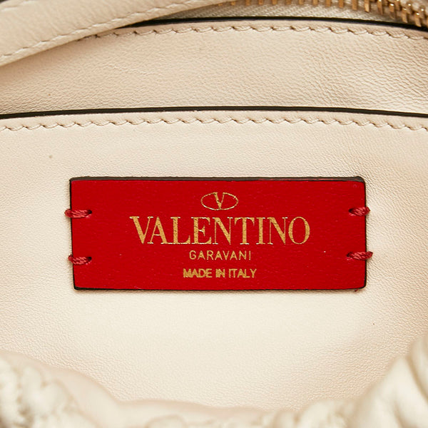 ヴァレンティノ ロックスタッズ 斜め掛け ショルダーバッグ アイボリー ホワイト レザー レディース VALENTINO 【中古】