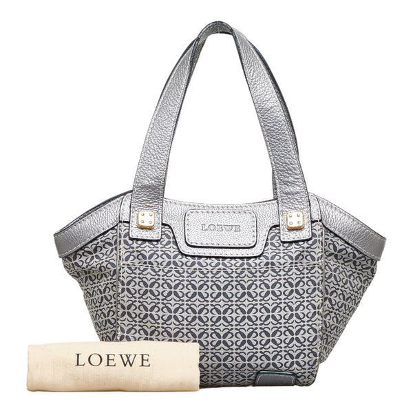 ロエベ ハンドバッグ トートバッグ グレー シルバー キャンバス レザー レディース LOEWE 【中古】