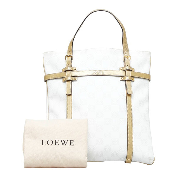 ロエベ アナグラム ハンドバック トートバック 304.85.002 ホワイト ゴールド PVC レザー レディース LOEWE 【中古】