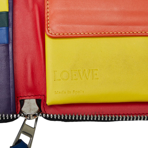 ロエベ アナグラム ラウンドファスナー二つ折り財布 ブラック レザー レディース LOEWE 【中古】