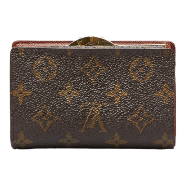 ルイ ヴィトン モノグラム ヴィエノワ 二つ折り財布 M61663 ブラウン PVC レザー レディース LOUIS VUITTON 【中古】