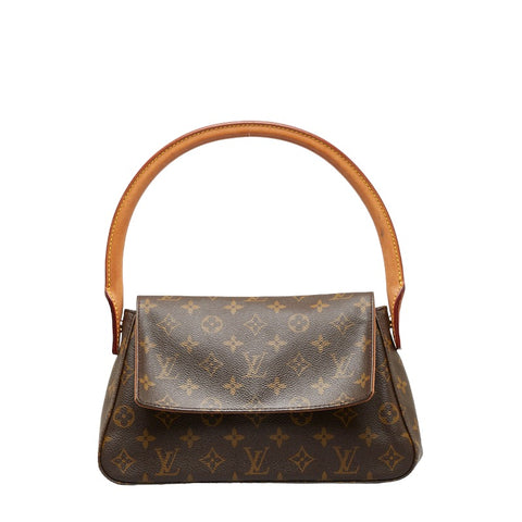 ルイ ヴィトン モノグラム ミニルーピング ショルダーバッグ ハンドバッグ M51147 ブラウン PVC レザー レディース LOUIS VUITTON 【中古】