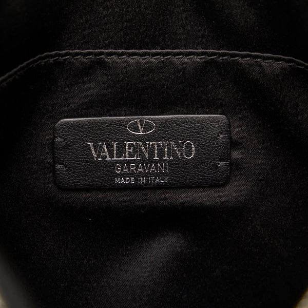 ヴァレンチノ Vロゴ グラデーション クラッチバッグ セカンドバッグ ブラック ホワイト ブルー レザー メンズ Valentino 【中古】