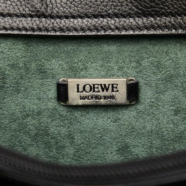 ロエベ アナグラム ロゴ型押し シルバー金具 ショルダーバッグ トートバッグ ブラック レザー レディース LOEWE 【中古】