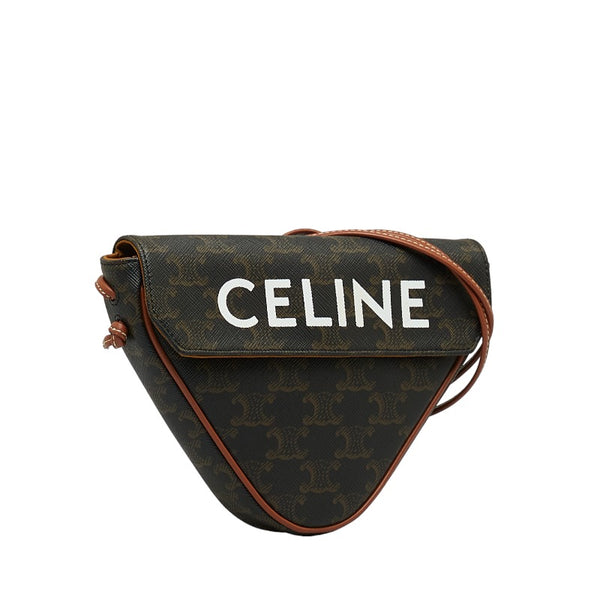 セリーヌ トリオンフ ショルダーバッグ トライアングルバッグ 195902BZK ブラウン PVC レザー レディース CELINE 【中古】