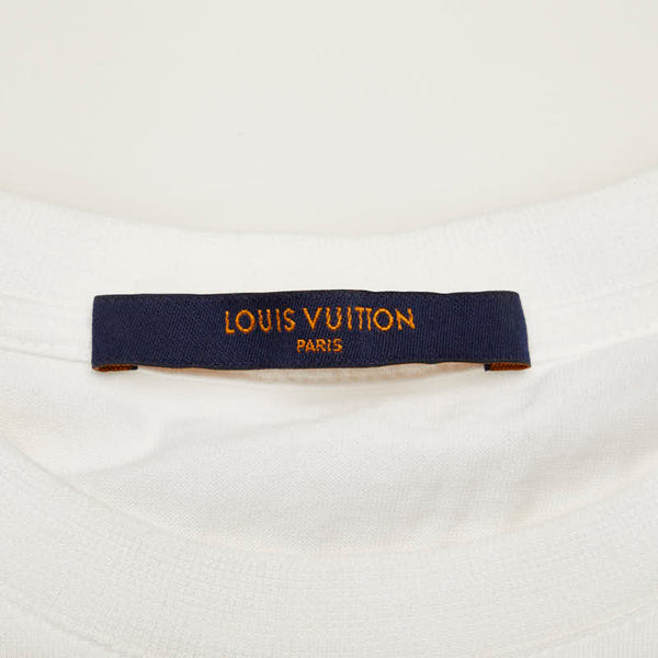 ルイ ヴィトン ロゴ 刺繍 無地 クルーネック 半袖Ｔシャツ VCCM09 ホワイト コットン メンズ LOUIS VUITTON 【中古】