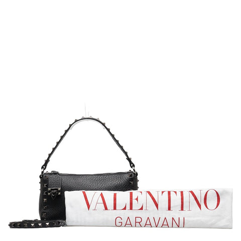 ヴァレンティノ ガラヴァーニ ロックスタッズ ハンドバッグ ショルダーバッグ 2WAY ブラック レザー レディース VALENTINO 【中古】