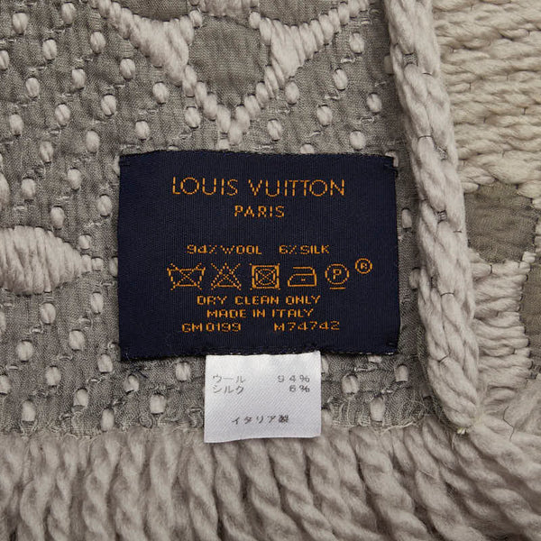 ルイ ヴィトン モノグラム エシャルプ ロゴマニア マフラー M74742 グリペルル グレー ウール レディース LOUIS VUITTON 【中古】