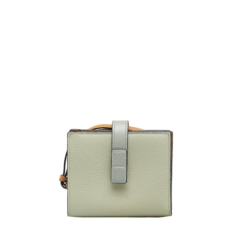 ロエベ コンパクト ジップ ウォレット C660Z41X01 MARBLE GREEN/ASH GREY グリーン グレー レザー レディース LOEWE 【中古】