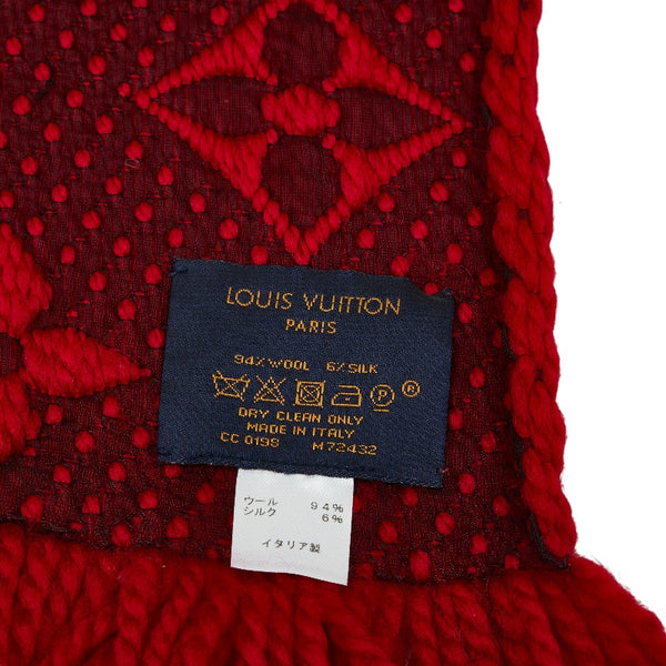 ルイ ヴィトン モノグラム エシャルプ ロゴマニア マフラー M72432 レッド ウール シルク レディース LOUIS VUITTON 【中古】