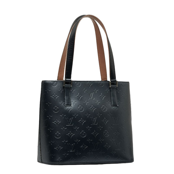 ルイ ヴィトン モノグラム マット ストックトン ハンドバッグ トートバッグ M55115 ブルー レザー レディース LOUIS VUITTON 【中古】