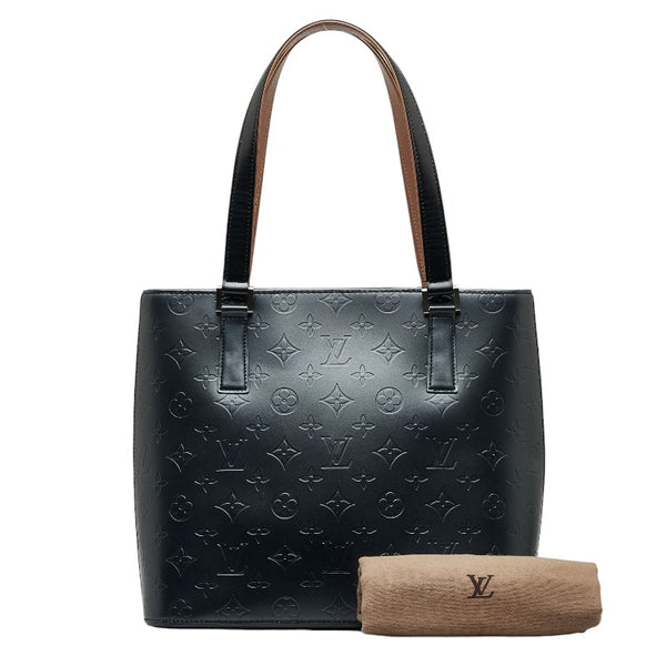 ルイ ヴィトン モノグラム マット ストックトン ハンドバッグ トートバッグ M55115 ブルー レザー レディース LOUIS VUITTON 【中古】