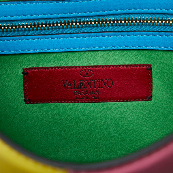 ヴァレンチノ ロックスタッズ 斜め掛け チェーン ショルダーバッグ マルチカラー レザー レディース Valentino 【中古】