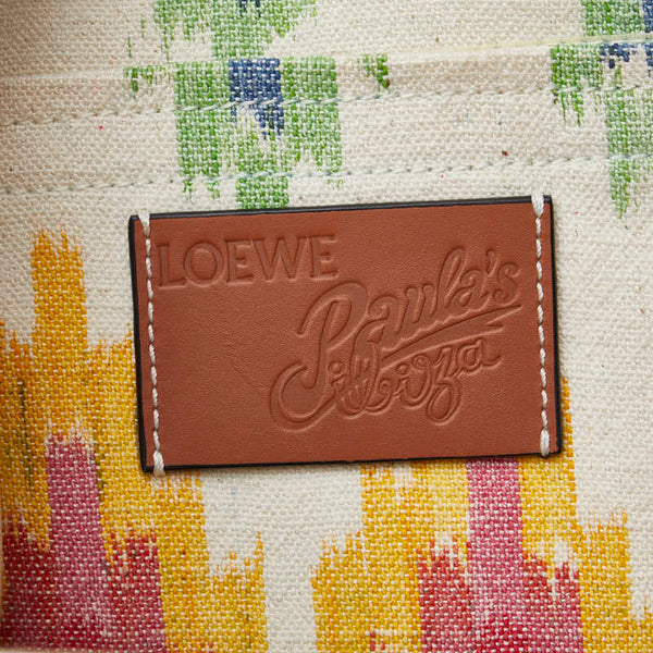 ロエベ Paula´s Ibiza パウラズ イビザ トートバッグ ハンドバッグ マルチカラー キャンバス レザー レディース LOEWE 【中古】