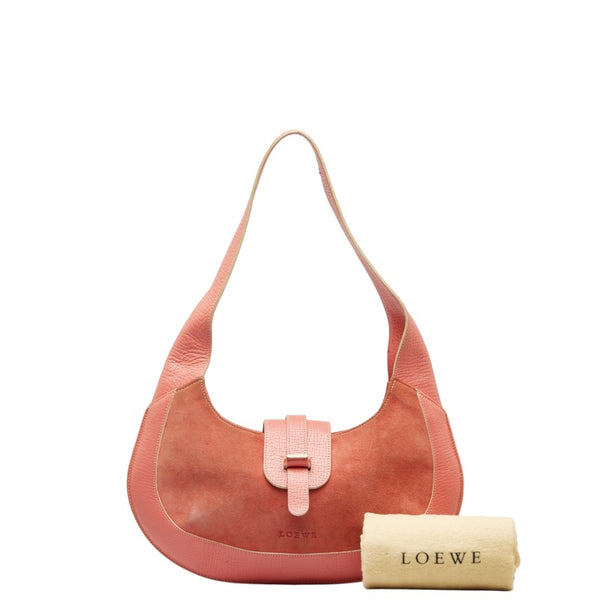 ロエベ ハンドバッグ ワンショルダーバッグ ピンク スウェード レザー レディース LOEWE 【中古】