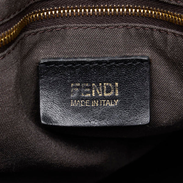 フェンディ ズッカ トートバッグ ハンドバッグ 8BN158 ブラック キャンバス レザー レディース FENDI 【中古】