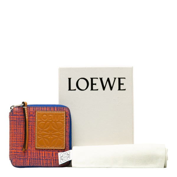 ロエベ アナグラム 二つ折り財布 コンパクトウォレット オレンジ ブルー レザー レディース LOEWE 【中古】