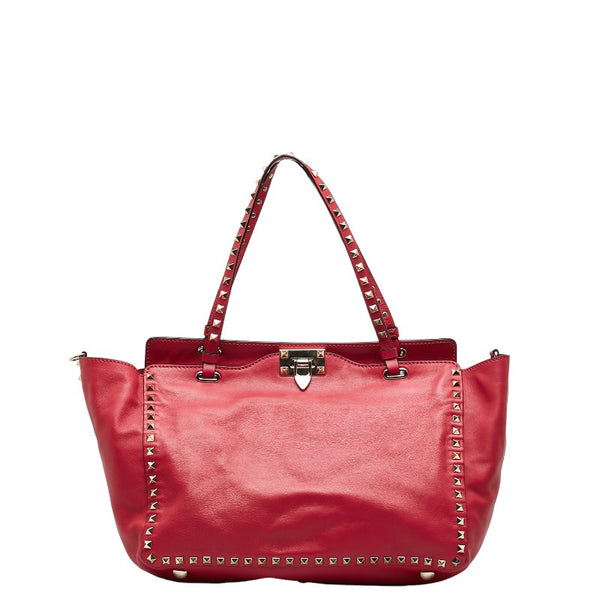 ヴァレンティノ スタッズ ハンドバッグ ショルダーバッグ 2WAY ピンク ゴールド レザー レディース VALENTINO 【中古】