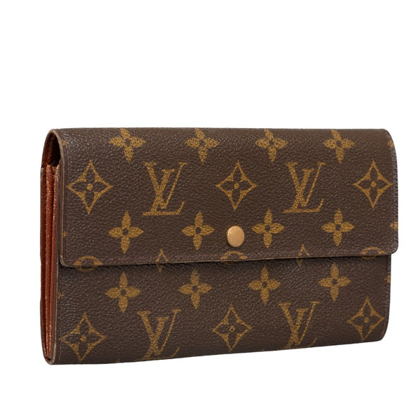 ルイ ヴィトン モノグラム ポルトモネクレディ  長財布 M61725 ブラウン PVC レザー レディース LOUIS VUITTON 【中古】