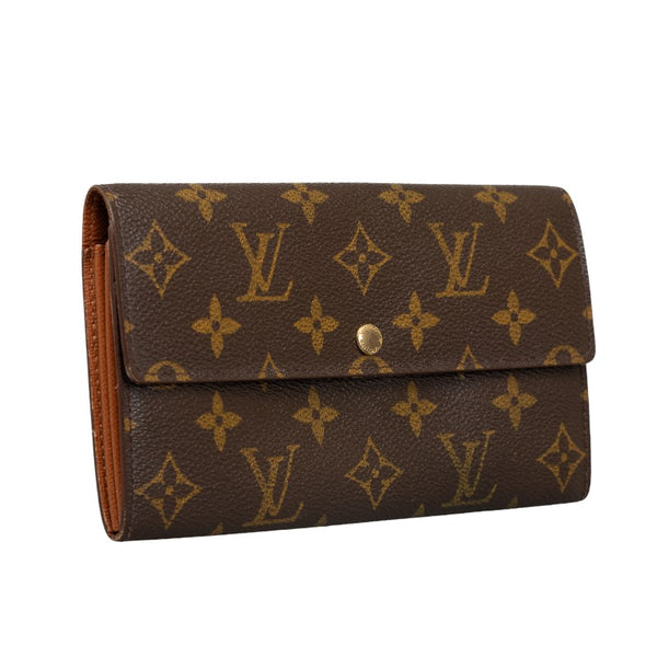 ルイ ヴィトン モノグラム ポルトモネクレディ  長財布 M61725 ブラウン PVC レザー レディース LOUIS VUITTON 【中古】