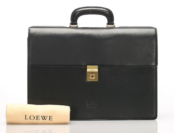 ロエベ ブラック  レザー ビジネスバッグ メンズ LOEWE 中古