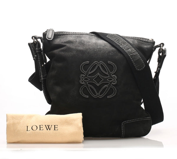 ロエベ アナグラム ブラック レザー 肩掛け ショルダーバッグ レディース LOEWE 中古