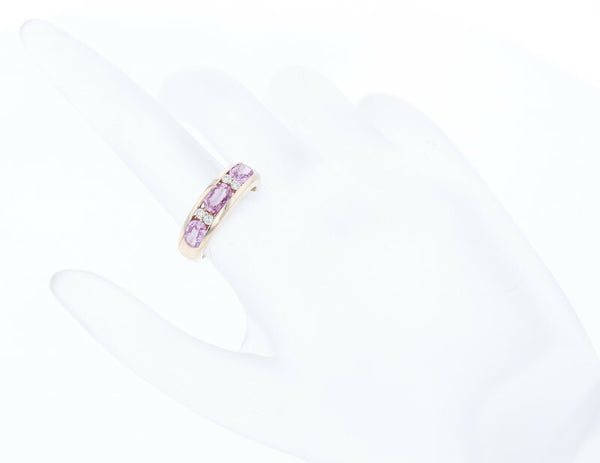 K18PG ピンクゴールド ピンクサファイア1.64ct ダイヤ0.12ct リング 指輪 レディース 12号 中古