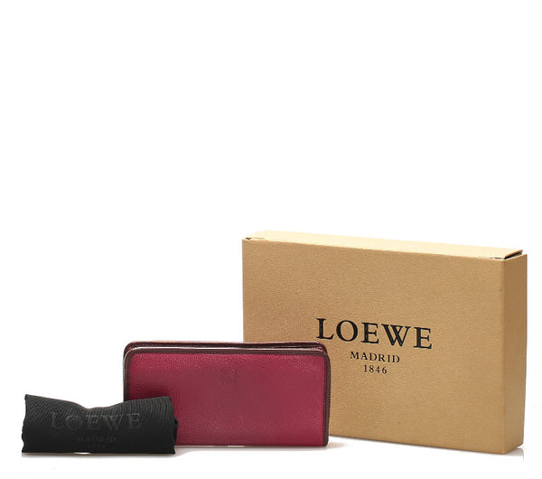 ロエベ アナグラム パープル レザー ラウンドファスナー 長財布 レディース LOEWE 中古