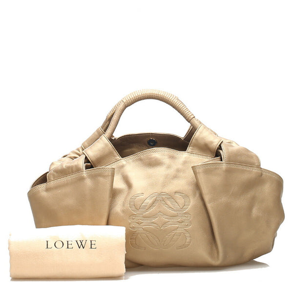 ロエベ ナッパアイレ ゴールド レザー ハンドバッグ レディース LOEWE 中古