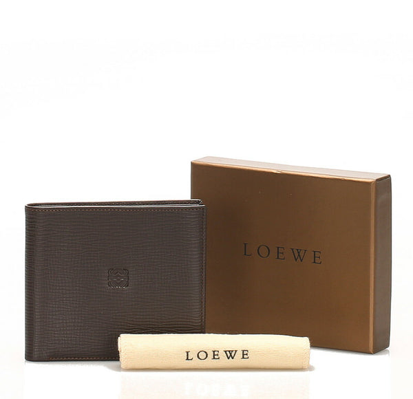 ロエベ アナグラム ブラウン 茶 レザー 二つ折り財布 ユニセックス LOEWE 中古