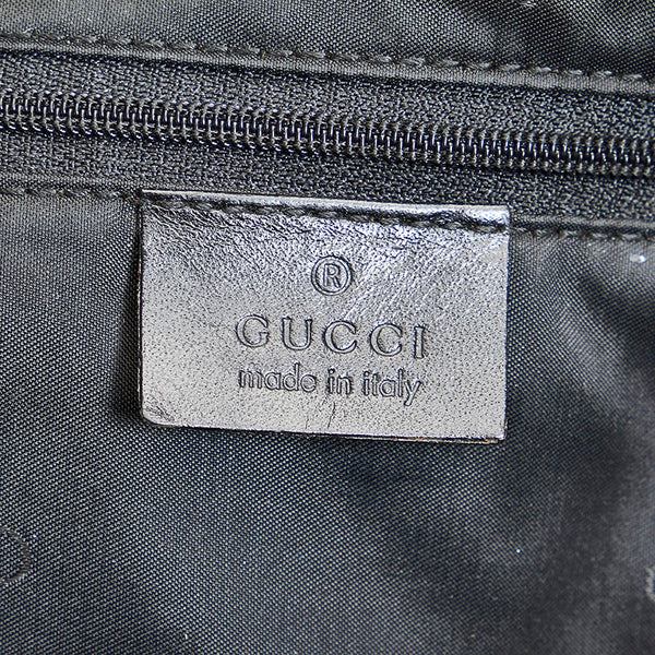 グッチ ブラック ナイロン レザー トートバッグ レディース GUCCI 【中古】