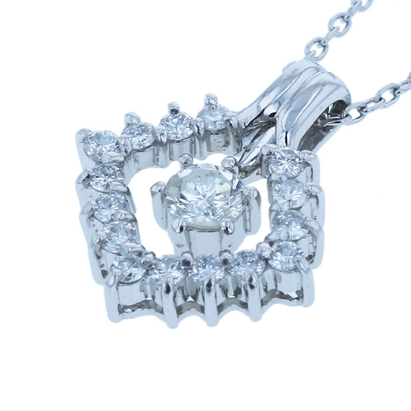 K18WG ホワイトゴールド ダイヤ0.31ct ダイヤ0.30ct ネックレス レディース 【中古】