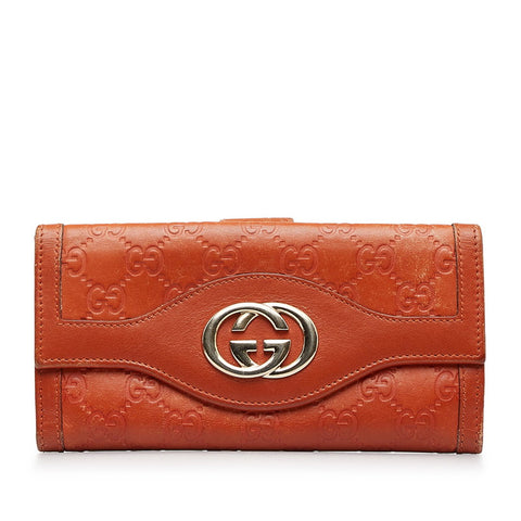 グッチ GGシマ 長財布 282426 ブラウン ゴールド レザー レディース GUCCI 【中古】