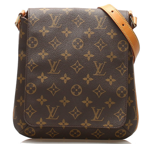 ルイ ヴィトン モノグラム ミュゼットサルサ Ｍ51258 ブラウン 茶 PVC レザー ショルダーバッグ レディース LOUIS VUITTON 中古