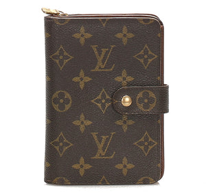 ルイ ヴィトン モノグラム ポルトモネ ビエ M61207 ブラウン 茶 PVC レザー 二つ折り財布 ユニセックス LOUIS VUITTON 中古