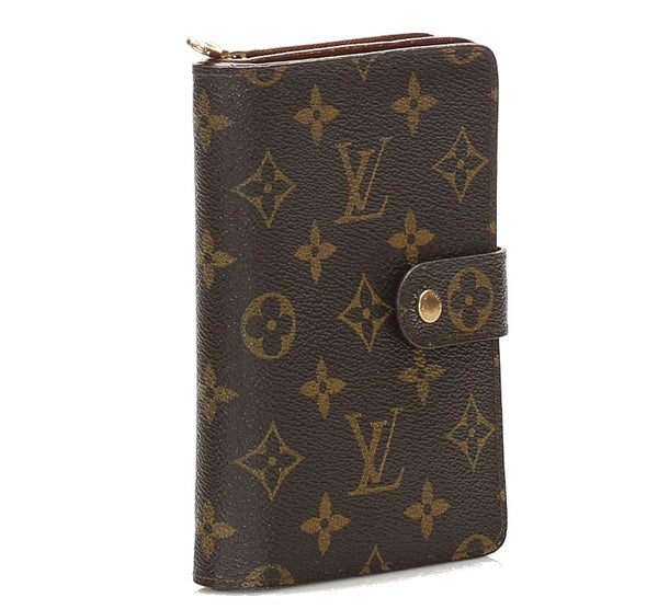 ルイ ヴィトン モノグラム ポルトモネ ビエ M61207 ブラウン 茶 PVC レザー 二つ折り財布 ユニセックス LOUIS VUITTON 中古