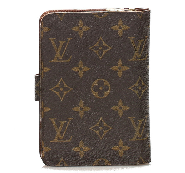 ルイ ヴィトン モノグラム ポルトモネ ビエ M61207 ブラウン 茶 PVC レザー 二つ折り財布 ユニセックス LOUIS VUITTON 中古