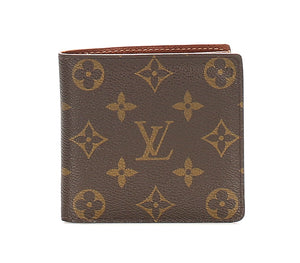 ルイ ヴィトン モノグラム ポルトフォイユ マルコ M61675 ブラウン 茶 PVC レザー 二つ折り財布 ユニセックス LOUIS VUITTON 中古