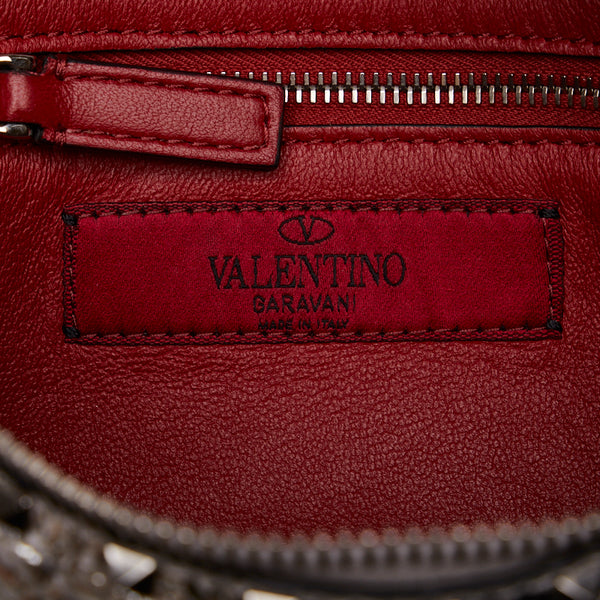 ヴァレンティノ ガラヴァーニ ロックスタッズ ウエストバッグ  ボディバッグ シルバー レザー レディース VALENTINO 【中古】