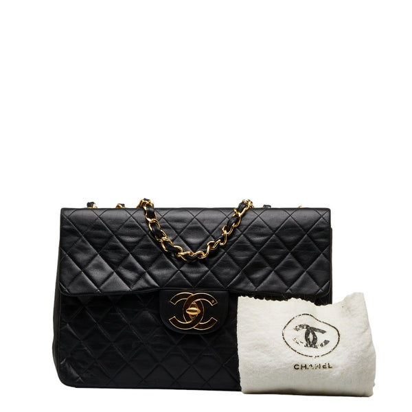 シャネル デカマトラッセ ココマーク チェーン ショルダーバッグ ブラック レザー レディース CHANEL 【中古】