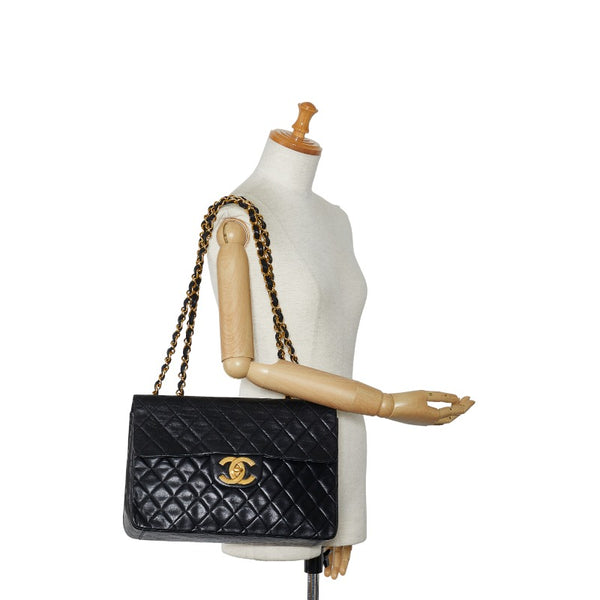 シャネル デカマトラッセ ココマーク チェーン ショルダーバッグ ブラック レザー レディース CHANEL 【中古】