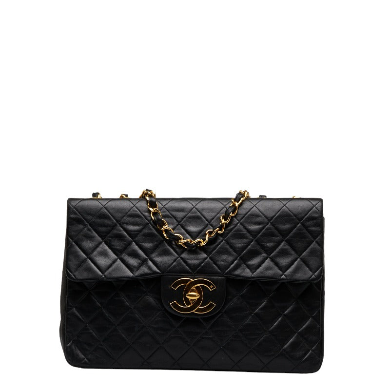 シャネル デカマトラッセ ココマーク チェーン ショルダーバッグ ブラック レザー レディース CHANEL 【中古】