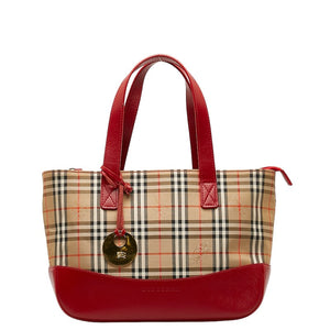 バーバリー ノバチェック シャドーホース ハンドバッグ ベージュ マルチカラー キャンバス レザー レディース BURBERRY 【中古】