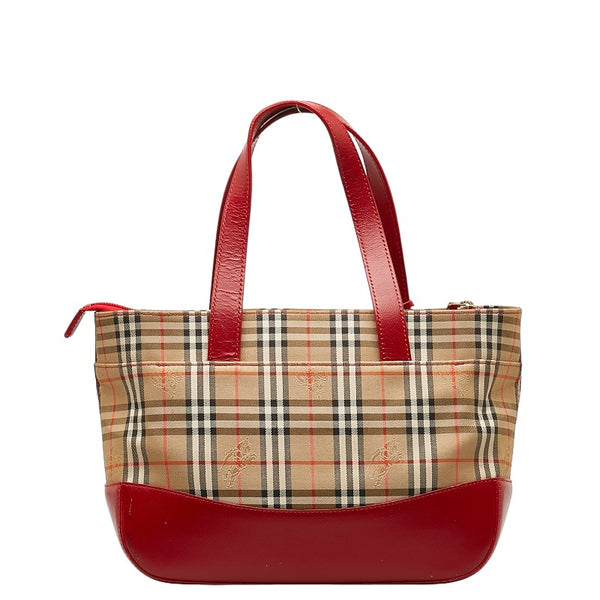 バーバリー ノバチェック シャドーホース ハンドバッグ ベージュ マルチカラー キャンバス レザー レディース BURBERRY 【中古】