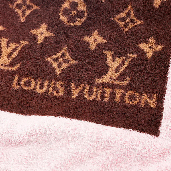 ルイ ヴィトン モノグラム 大判 ビーチタオル タオルケット ブラウン ピンク コットン レディース LOUIS VUITTON 【中古】