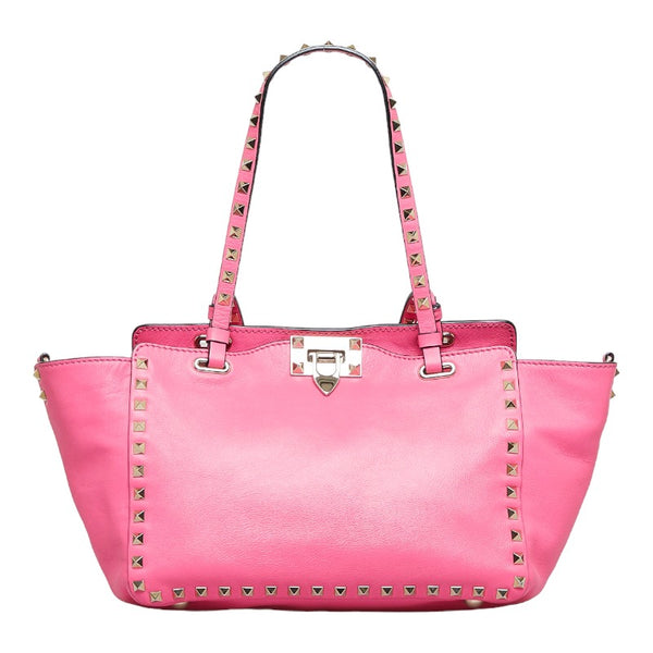 ヴァレンティノ ロックスタッズ ハンドバッグ ショルダーバッグ 2WAY ピンク レザー レディース VALENTINO 【中古】